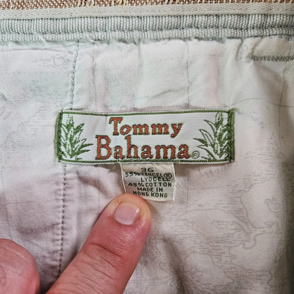 Tommy Bahama Cargo Shorts Men 36 Relaxed Fit‎ Y2K Lyocell Cotton Beige